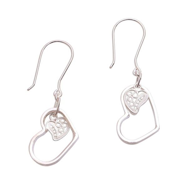Alternate image for Sterling Silver Filigree Heart Earrings from Java In Your Heart
