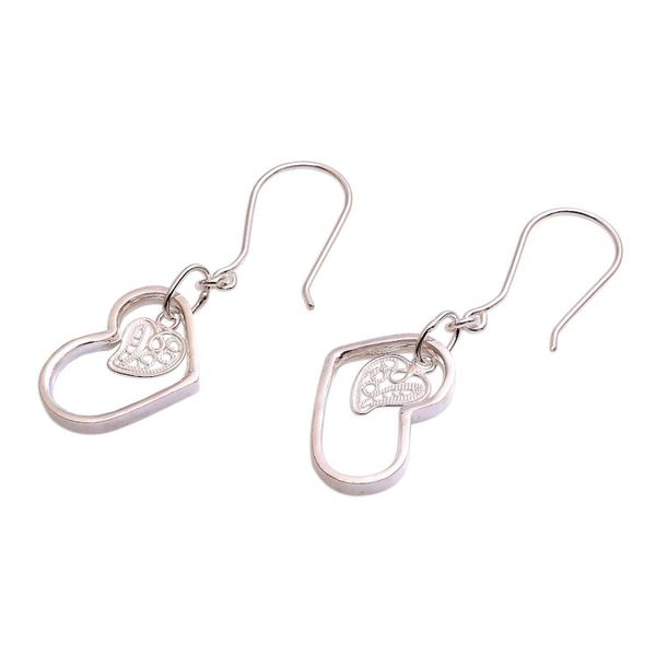 Alternate image for Sterling Silver Filigree Heart Earrings from Java In Your Heart