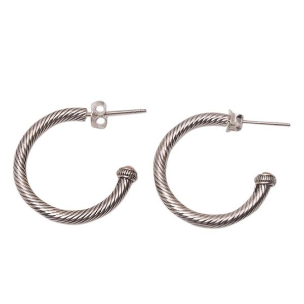 Alternate image for Gold-Accented Sterling Silver Half-Hoop Earrings from Bali Looping Rope