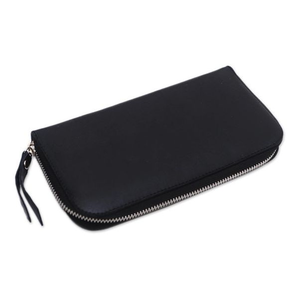 Alternate image for Solid Leather Clutch in Black Crafted in Bali Polosan Black