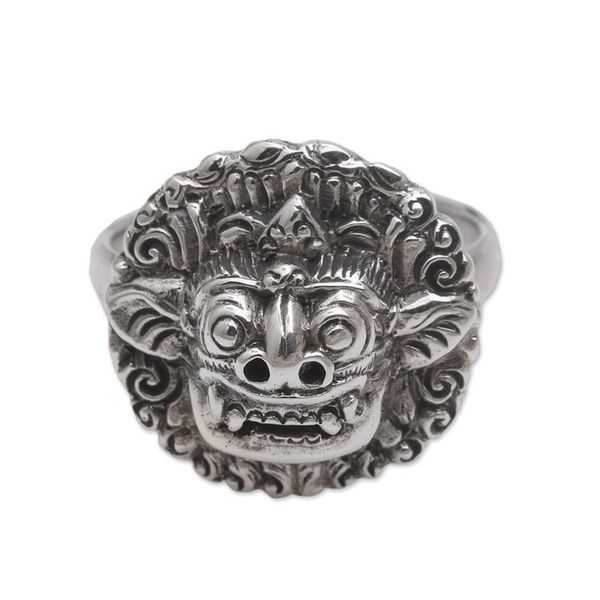 Alternate image for Sterling Silver Barong Guardian Cocktail Ring from Bali Balinese Guardian