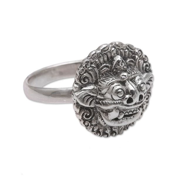 Alternate image for Sterling Silver Barong Guardian Cocktail Ring from Bali Balinese Guardian