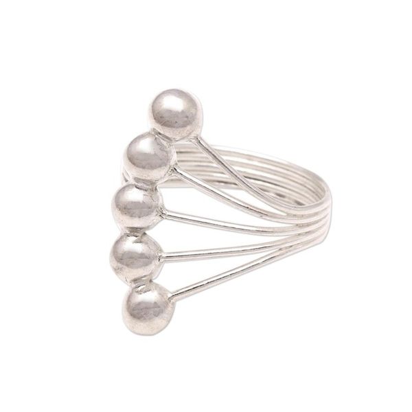Alternate image for Bauble Motif Sterling Silver Band Ring from Bali Shiny Constellation