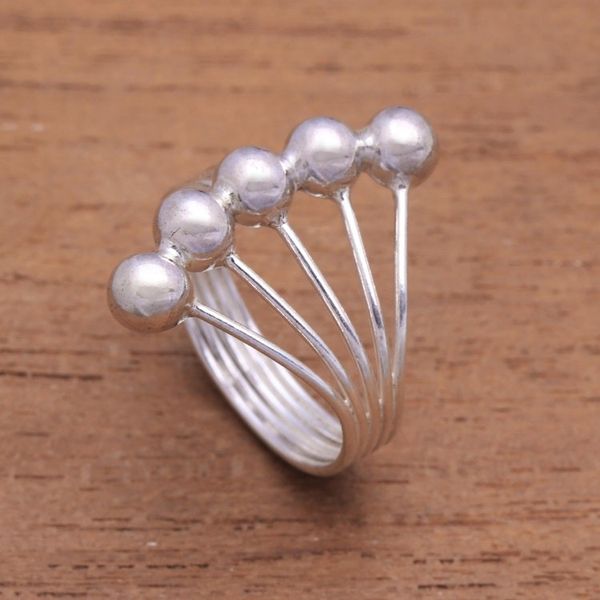 Alternate image for Bauble Motif Sterling Silver Band Ring from Bali Shiny Constellation