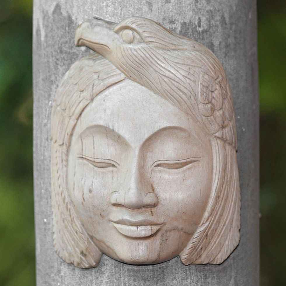 Hibiscus Wood Mask of an Eagle Woman from Bali 'Eagle Woman'