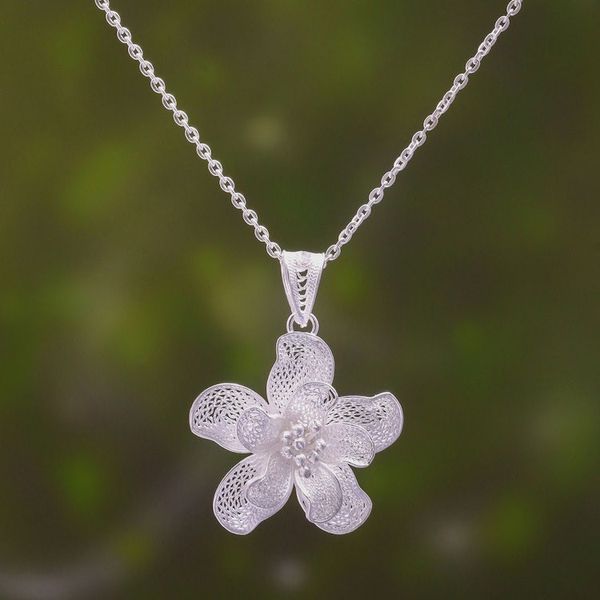 Alternate image for Sterling Silver Filigree Stargazer Pendant Necklace Stargazer Lily