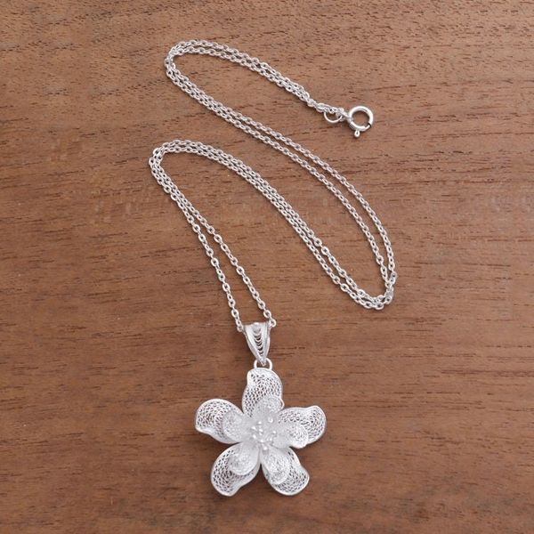 Alternate image for Sterling Silver Filigree Stargazer Pendant Necklace Stargazer Lily