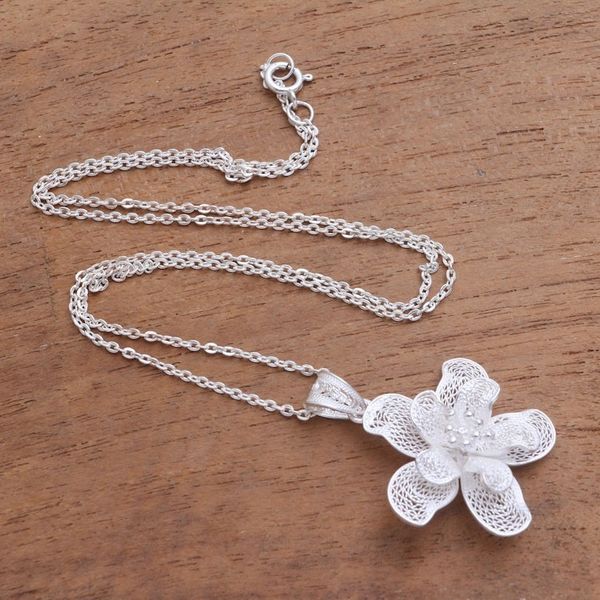 Alternate image for Sterling Silver Filigree Stargazer Pendant Necklace Stargazer Lily