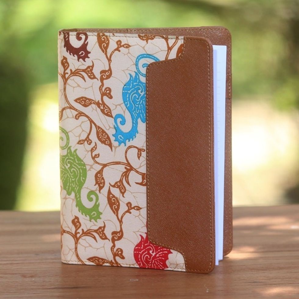 Handmade Faux Leather Planner in Brown from Indonesia 'Reef-Side Writer'