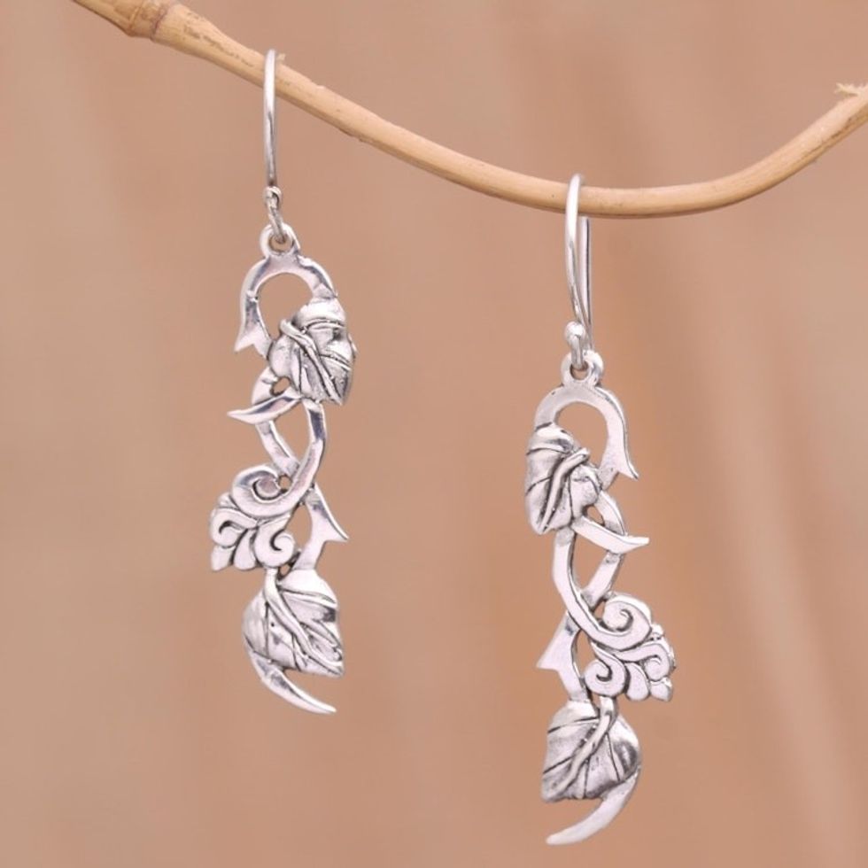Sterling Silver Leafy Hope Vine Dangle Earrings 'Hope Vines'