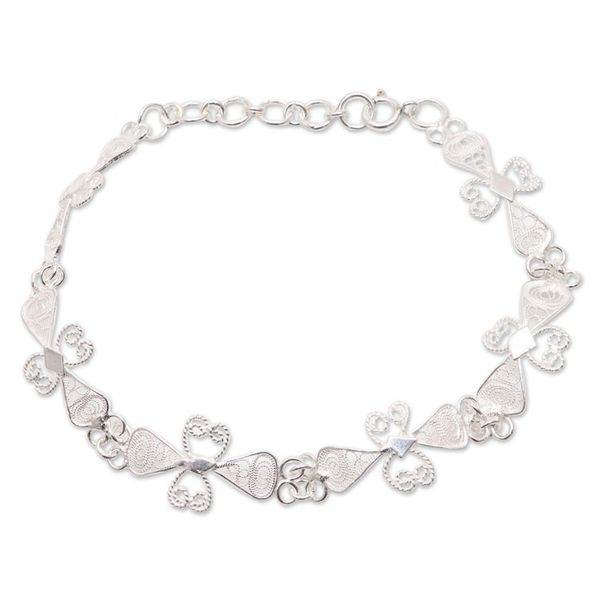 Alternate image for Sterling Silver Filigree Ribbon Link Bracelet from Java Ribbon Charm