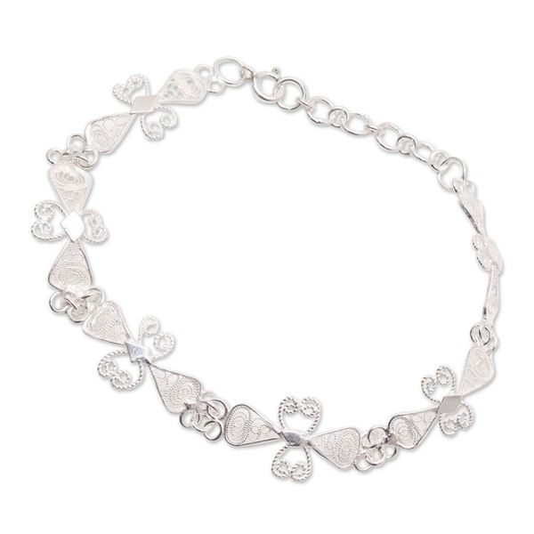 Alternate image for Sterling Silver Filigree Ribbon Link Bracelet from Java Ribbon Charm