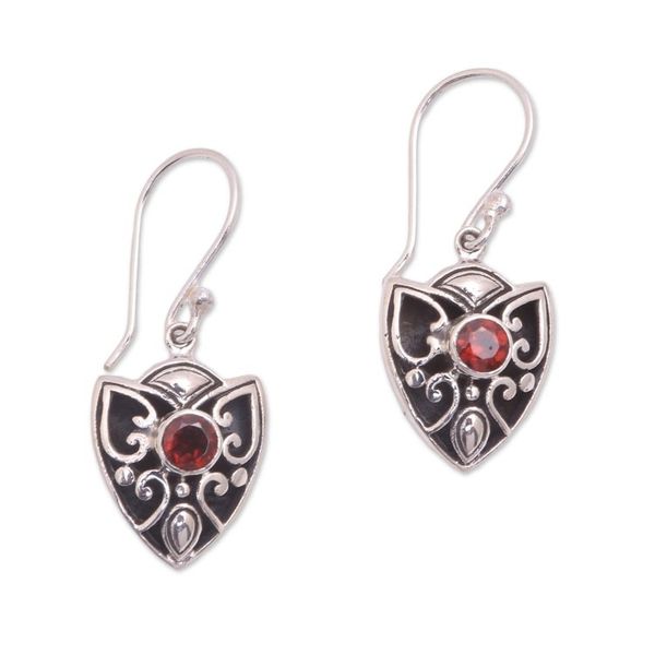 Alternate image for Garnet Dangle Earrings Crafted in Bali Complex Design