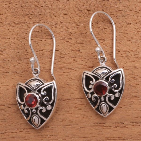 Alternate image for Garnet Dangle Earrings Crafted in Bali Complex Design
