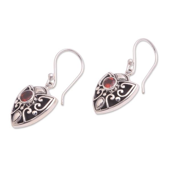Alternate image for Garnet Dangle Earrings Crafted in Bali Complex Design