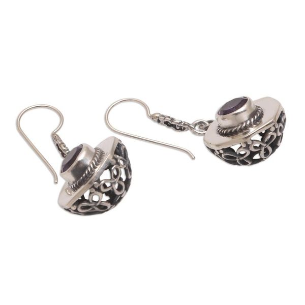 Alternate image for Circular Amethyst Dangle Earrings from Bali Gleaming Lanterns