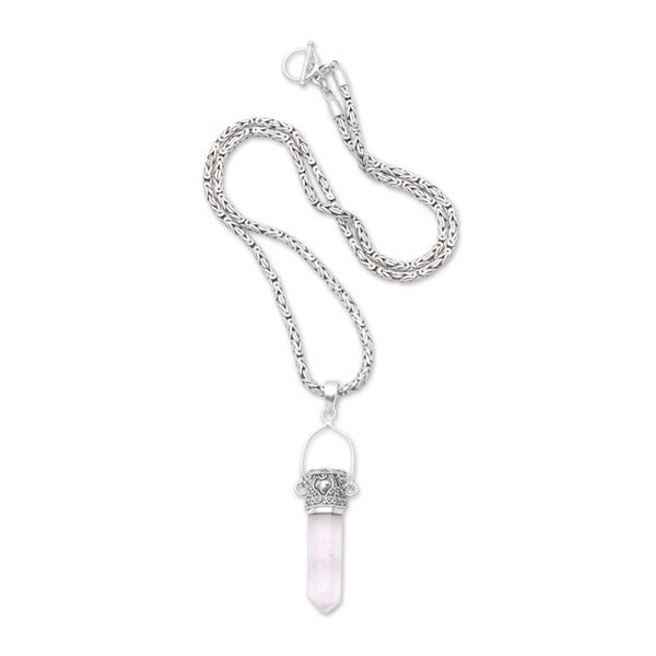 Alternate image for Balinese Sterling Silver and Quartz Crystal Necklace Crystal Amulet