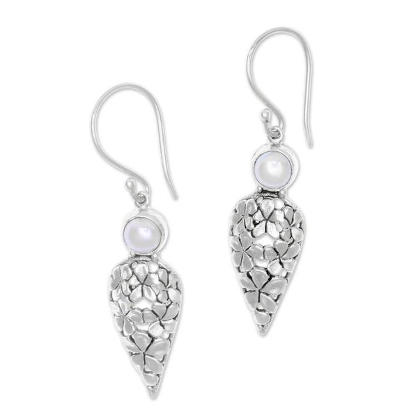 Alternate image for Floral Cultured Pearl Dangle Earrings Crafted in Bali Jepun Blades
