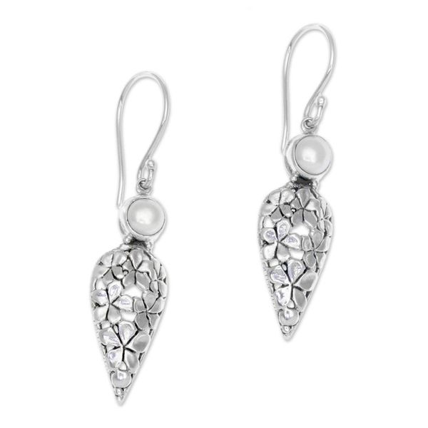 Alternate image for Floral Cultured Pearl Dangle Earrings Crafted in Bali Jepun Blades