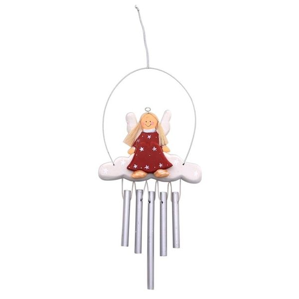 Alternate image for Angel-Themed Wood Wind Chimes in Red from Bali Angel Tune in Red