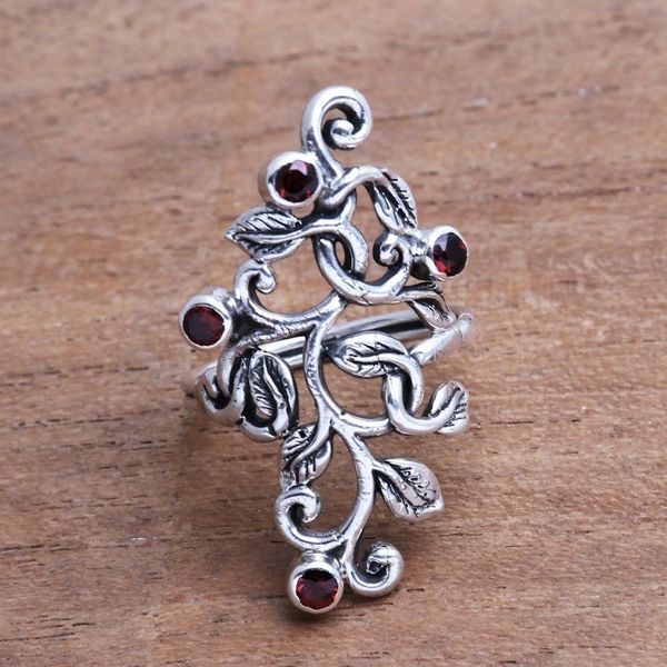Alternate image for Leaf Motif Garnet Cocktail Ring from Java Crimson Tendrils