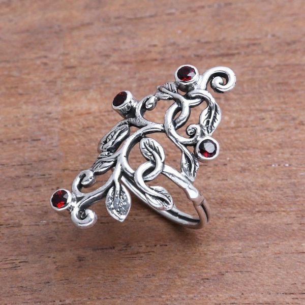 Alternate image for Leaf Motif Garnet Cocktail Ring from Java Crimson Tendrils