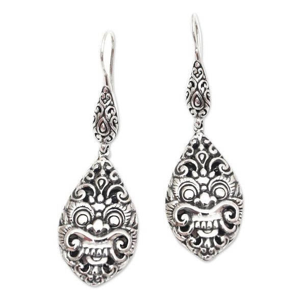 Alternate image for Sterling Silver Bhoma Dangle Earrings from Bali Great Bhoma