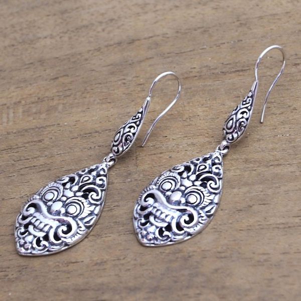 Alternate image for Sterling Silver Bhoma Dangle Earrings from Bali Great Bhoma