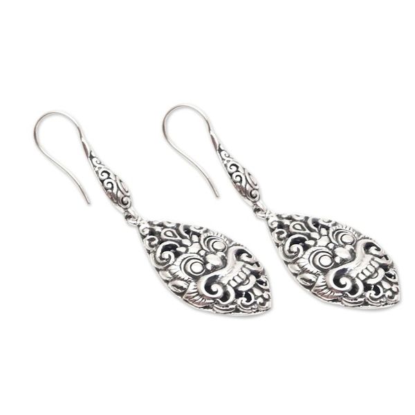 Alternate image for Sterling Silver Bhoma Dangle Earrings from Bali Great Bhoma