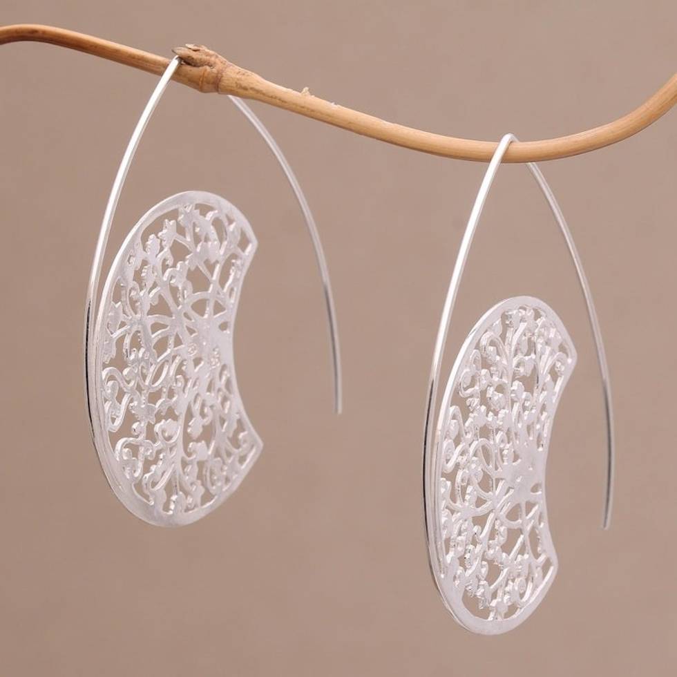 Sterling Silver Drop Earrings Handcrafted in Bali 'Secret Forest'