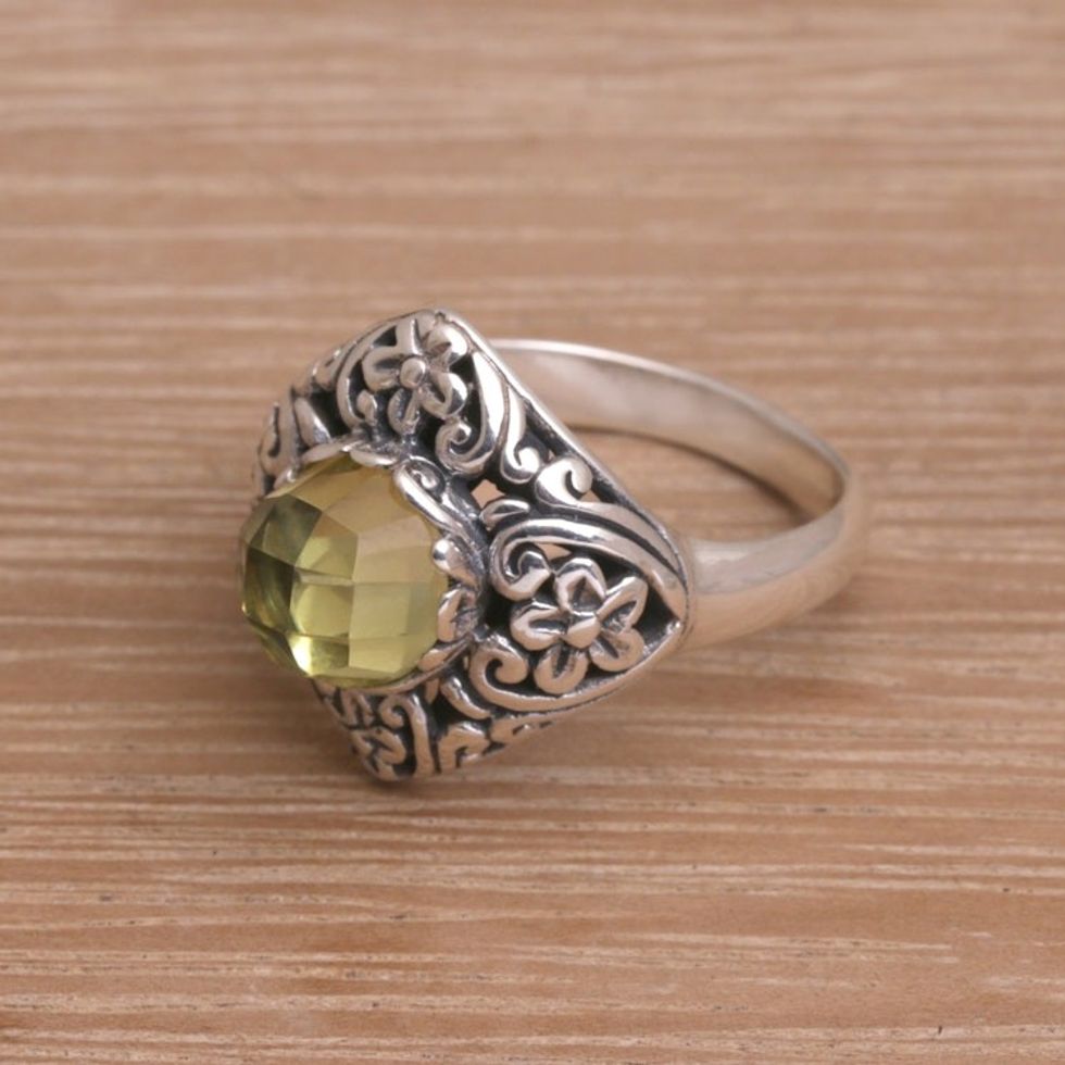 Balinese Prasiolite and Sterling Silver Cocktail Ring 'Perennial Glamour'