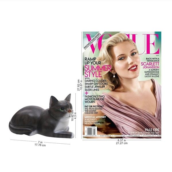 Alternate image for Signed Wood Sculpture of a Lying Cat in Grey from Bali Lying Cat in Grey