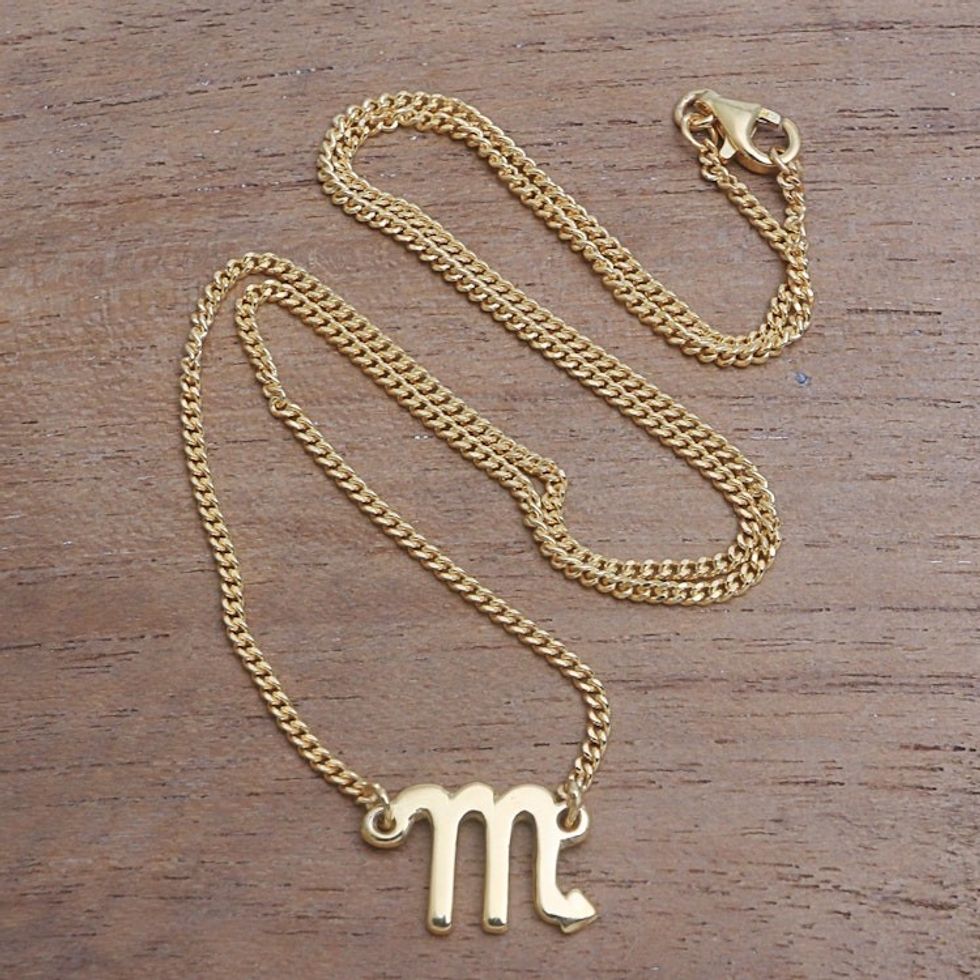 18k Gold Plated Sterling Silver Scorpio Pendant Necklace 'Golden Scorpio'