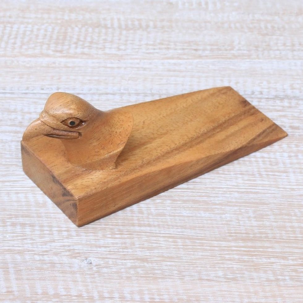 Eagle Head Suar Wood Door Stopper from Bali 'Eagle Eye'