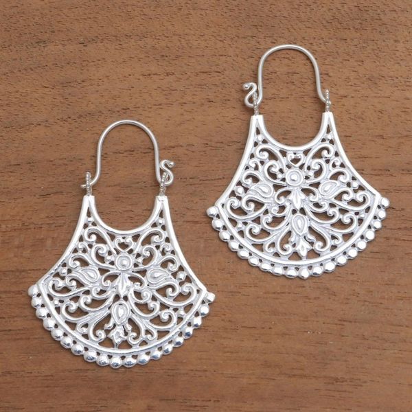 Alternate image for Openwork Silver Plated Drop Earrings from Bali Alam Bali