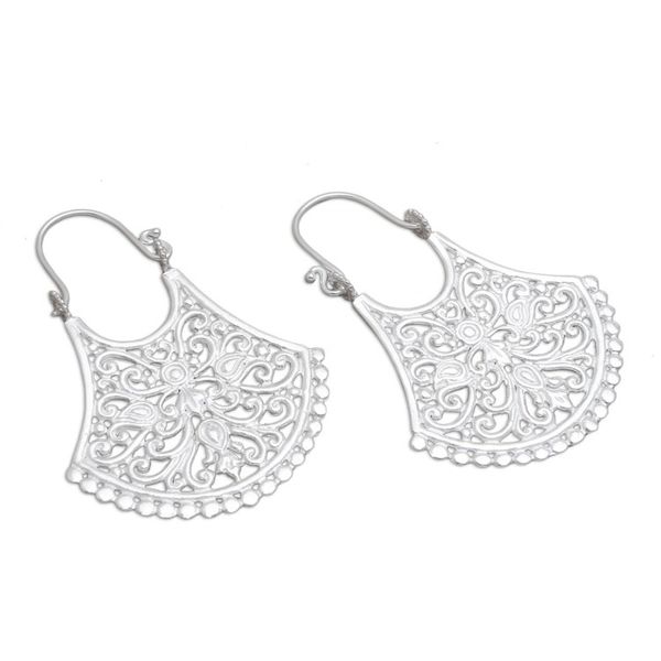 Alternate image for Openwork Silver Plated Drop Earrings from Bali Alam Bali