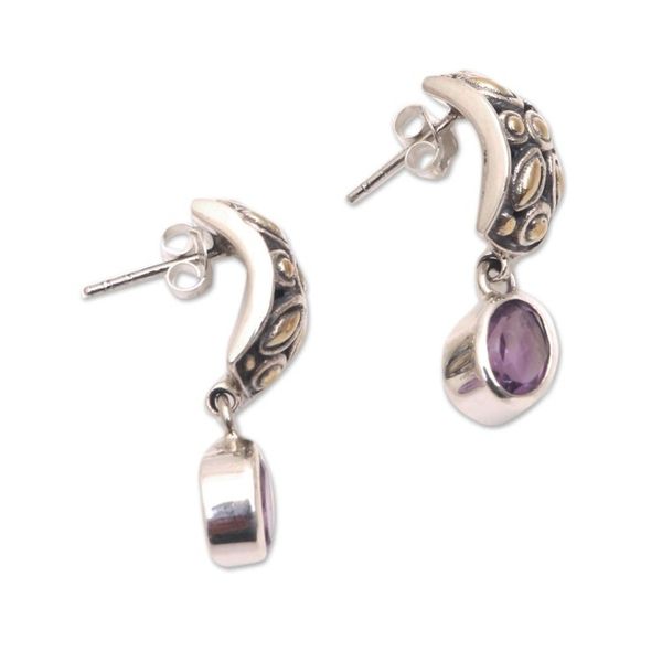 Alternate image for Gold Accented Amethyst Dangle Earrings from Bali Padi Glisten
