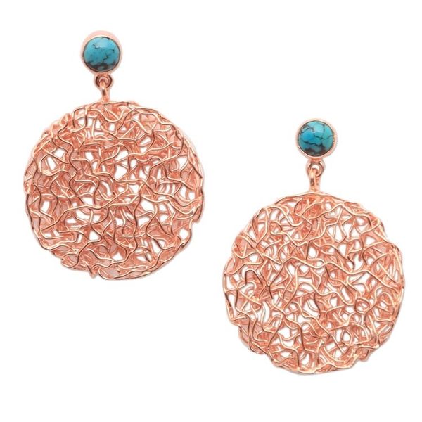Alternate image for Circular Rose Gold Plated Magnesite Earrings from Bali Nested Circles