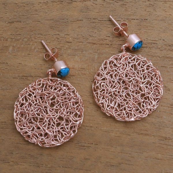 Alternate image for Circular Rose Gold Plated Magnesite Earrings from Bali Nested Circles