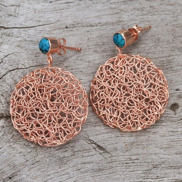 Alternate image for Circular Rose Gold Plated Magnesite Earrings from Bali Nested Circles