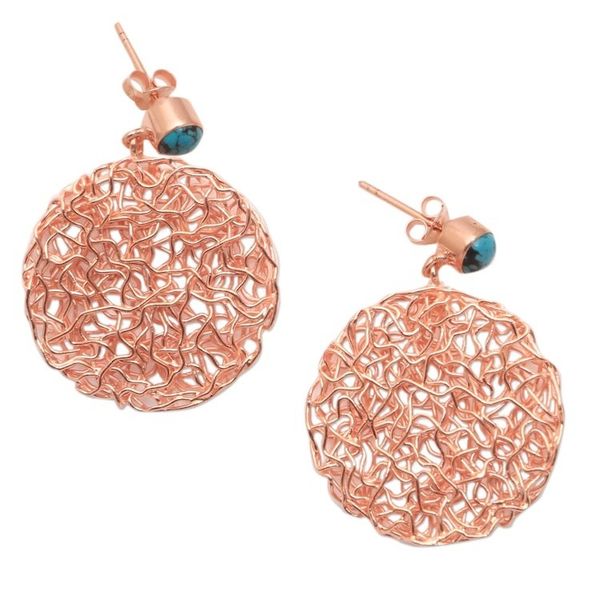 Alternate image for Circular Rose Gold Plated Magnesite Earrings from Bali Nested Circles