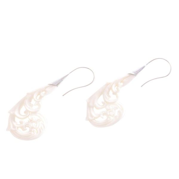 Alternate image for Curl Motif Bone Drop Earrings Crafted in Bali Tampaksiring Forest