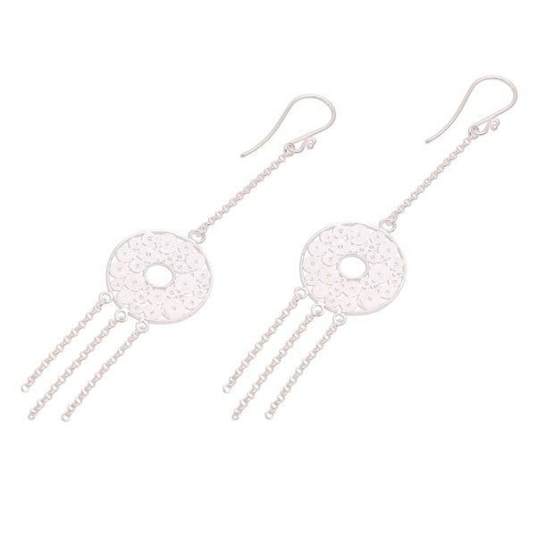 Alternate image for Circular Sterling Silver Filigree Dangle Earrings from Java Raining Circles