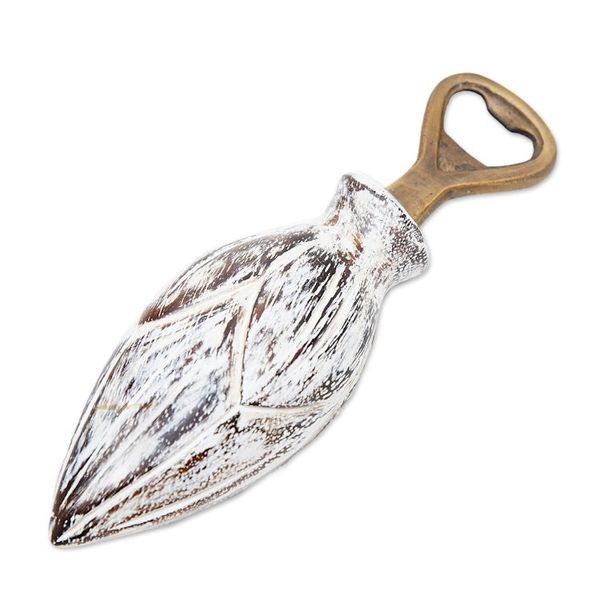 Alternate image for Handcrafted Wood Lotus Bottle Opener in Black and White Young Lotus