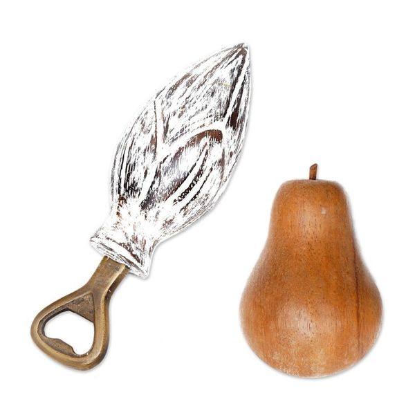 Alternate image for Handcrafted Wood Lotus Bottle Opener in Black and White Young Lotus