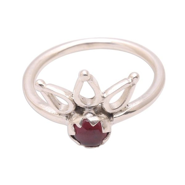 Alternate image for Crown Motif Garnet Cocktail Ring from Bali Lotus Crown
