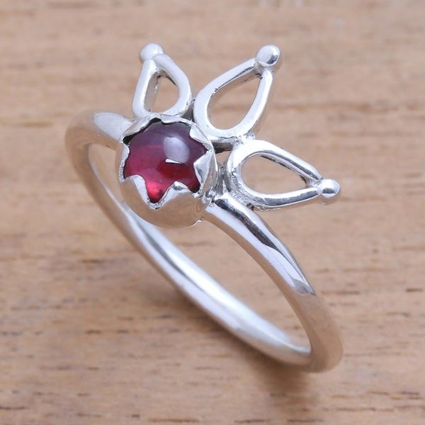 Alternate image for Crown Motif Garnet Cocktail Ring from Bali Lotus Crown
