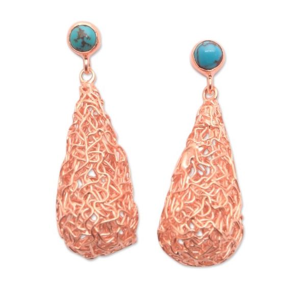 Alternate image for Drop-Shaped Rose Gold Plated Magnesite Earrings from Bali Nested Rain