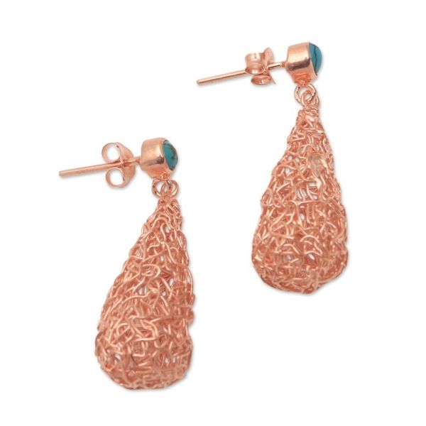 Alternate image for Drop-Shaped Rose Gold Plated Magnesite Earrings from Bali Nested Rain
