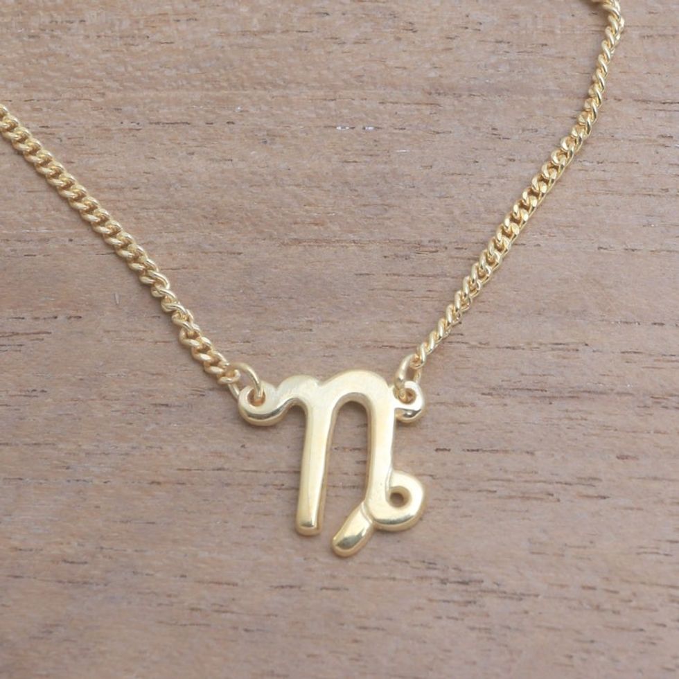 18k Gold Plated Sterling Silver Capricorn Pendant Necklace 'Golden Capricorn'